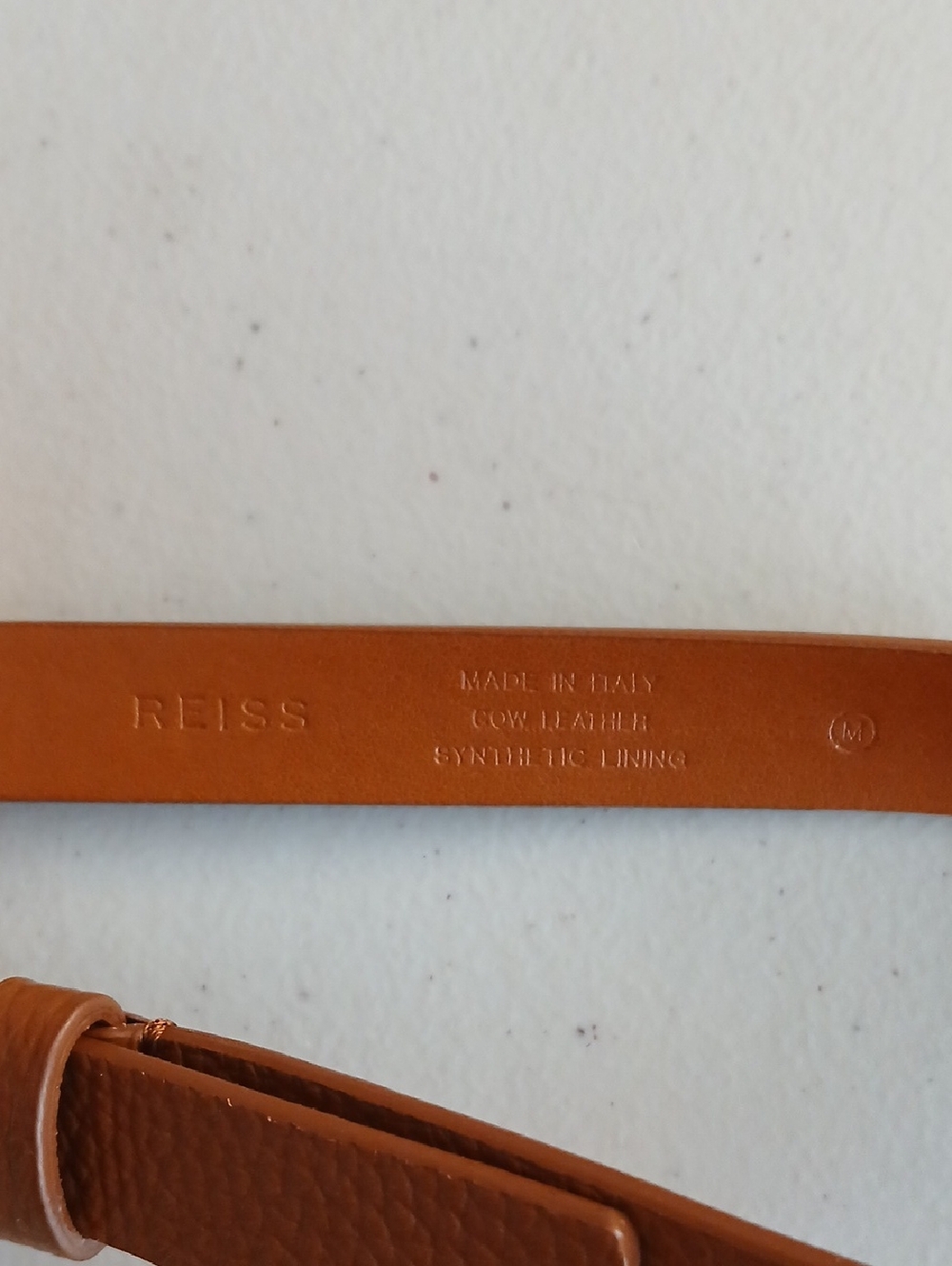 Reiss Womens Hayley Tan Leather Slim Belt with Subtle Grain - Picture 3 of 6
